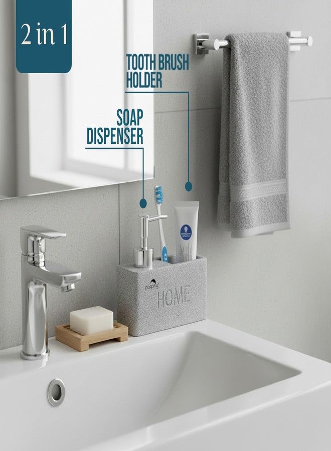 Dolphy Resin Soap Dispenser for Bathroom | 2 in 1 Soap Dispenser with Sponge Holder | Modern & Designer Decor for Home & Guest Bathrooms - Surface Effect Sandstone (250 ml) - Image 3